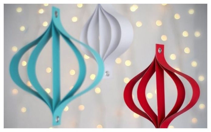Лёгкие подвесные фонарики из бумаги к Новому году